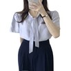 스윗하우스리 여성 타이 리본 반팔 여름 블라우스 정장 하객룩