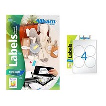 [올바른] 흰색방수라벨 (레이저용) -(원형4칸), 25매, AL404WP
