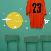 꿀밤 그래픽스티커 우주를 건너, 그레이+라이트올리브+스카이블루