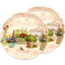 Xier Flower Trays 멜라민 원형 레이스쟁반 1p, 샤르망, 2개