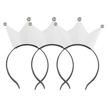 파티팡 LED 라이트 왕관 머리띠, 화이트, 3개입