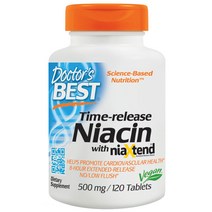닥터스베스트 타임-릴리스 니아신 500mg 타블렛 글루텐 프리 비건, 120개입, 1개