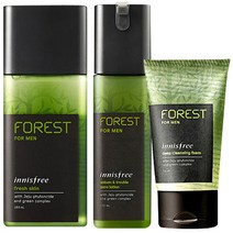이니스프리 포레스트 포맨 프레시 기초 남성 2종 세트, 스킨 180ml + 로션 120ml + 클렌징 폼 50ml, 1세트