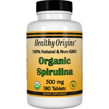 헬시오리진스 스피루리나 500mg 타블렛 글루텐 프리 무설탕, 180개입, 1개