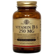 솔가 비타민 B6 250mg 베지터블 캡슐 글루텐 프리 무설탕, 100개입, 1개