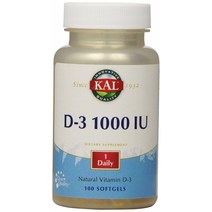 Kal D-3 1000 IU 소프트젤, 100개입, 1개