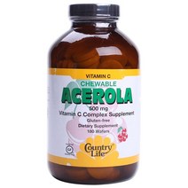컨트리라이프 츄어블 아세로라 비타민 C 500mg 웨이퍼 글루텐 프리, 180개입, 1개, 180정