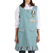 하늬통상 소녀인형 어린이집 앞치마, 블루, 1개