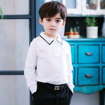 잭키드 남아용 긴팔 라인 카라 남방 티셔츠