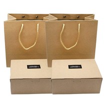 도나앤데코 원터치상자 크라프트 소 2p + 맛있게드세요 블랙 스티커 2p + 크라프트 쇼핑백 2p, 1세트