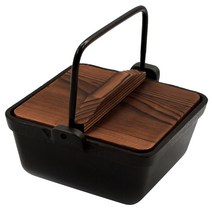 여미온 주물 사각 샤브샤브 냄비, 중(180 x 180 x 70 mm), 혼합 색상
