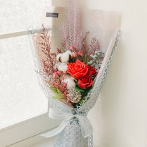 아스파시아 조화 프리저브드 뮬리 꽃다발, 레드