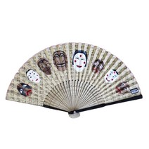 팔복상회 수공예 실크 접부채 하회탈B, 브라운, 1개