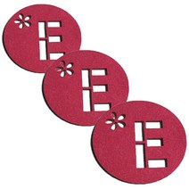 레이저 커팅 펠트컵받침 이니셜 E 3개, 핑크