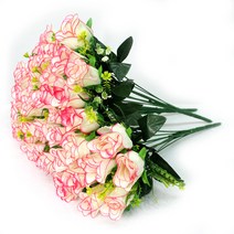 조아트 조화 성묘꽃 13대 봉장미 부쉬 3p, 크림핑크