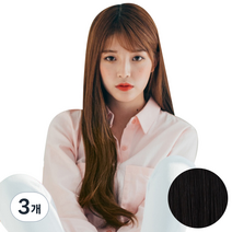 픽앤웨어 똑딱이 붙임머리 피스 C컬펌 L, 내츄럴 블랙, 3개