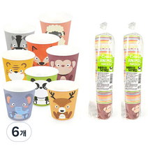 이지앤 동물 캐릭터 종이컵 랜덤발송 184ml, 50개, 6개