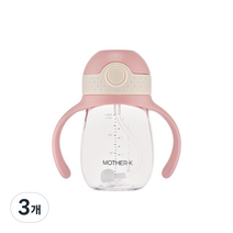 마더케이 허그 추 빨대컵 210ml, 핑크, 3개