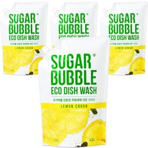슈가버블 친환경 주방세제 레몬 크러쉬 리필, 4개, 1.2L