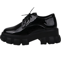 언니구두 볼더 통굽 워커 에나멜 6cm