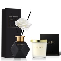 코코도르 소이캔들 스몰자 130g + 블랙골드에디션 디퓨저 200ml 세트, 캔들(블랙체리), 디퓨저(저녁노을장미)