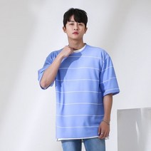 단군 남성용 링클프리 줄지 오버핏 반팔티