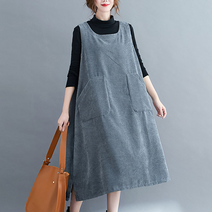 아뗄릭 오버핏 빅포켓 코듀로이 롱 원피스 00239