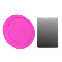 보조 사각 철판 + 원형자석 거치대 50mm, 핑크, 1개