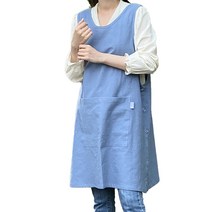 한스데이 단추형 트임 린넨 앞치마, 하늘, 1개