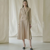 아르세 더블 플리츠 롱 원피스