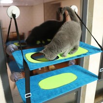 초롱이네 셀프 DIY 고양이 2단 창문 해먹, 블루