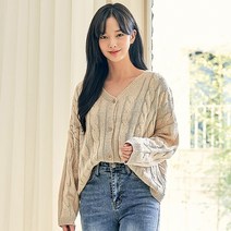 여성용 네츄럴 꽈배기 가디건