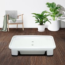 화분월드 고정식 서랍형 직사각 화분받침대, 스노우화이트