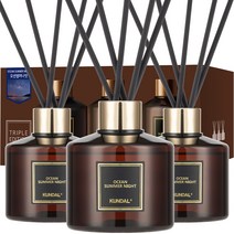 쿤달 퍼퓸 디퓨저 200ml 3개 + 섬유스틱 15개 세트, 오션썸머나잇향