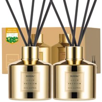 쿤달 퍼퓸 디퓨저 옐로우골드 에디션 200ml 2개 + 섬유스틱 10개, 바질앤시트러스향