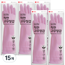 롯데이라이프 착한 고무장갑 대, 핑크, 대(L), 15개