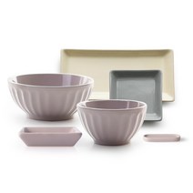 프렐류드 크리미 혼밥 식기 세트 6p, 핑크,아이보리,그레이, 6종