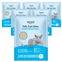 탐사 베이직 프리미엄 고양이 두부모래 베이비파우더향, 7L, 6개입