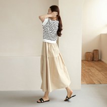 비나인 하반 단가라 배색 원피스