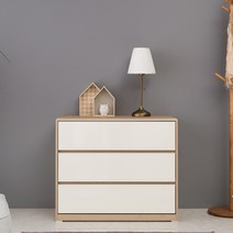 파란들 데일리 3단 하프 서랍장 방문설치, 오크화이트, 3개