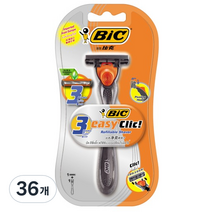 빅 3중날 이지클릭 면도기, 1개입, 36개