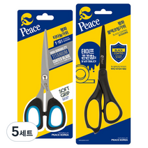 피스코리아 평화 블랙 코팅 가위 + 티타늄가위 T-101 랜덤발송, 혼합색상, 5세트