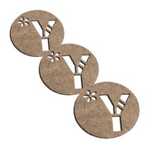 레이저 커팅 펠트컵받침 이니셜 Y 3개, 베이지