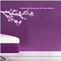 홈코디 매화 나무속 새들 포인트스티커, 화이트