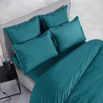 라흐두뜨 심플 컬러 러플 포플린 순면 이불 커버 F662444, emerald green