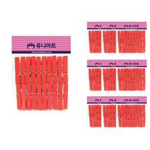 유니아트 칼라 나무집게 대 (4.5cm) 20p, 빨강, 10개입
