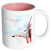 핸드팩토리 스위스 기차 스케치 머그컵, 파스텔핑크, 1개