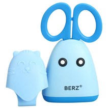 버즈 귀염둥이 쥐와 허당 고양이 이유식 가위 + 커버 + 실리콘 장갑, Blue, 1세트
