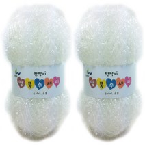 행복뜨기 반짝이 명품 수세미 뜨개실 2p 세트, 1 흰색