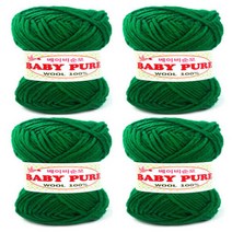 행복뜨기 베이비 순모 뜨개실 4p, 411 녹색